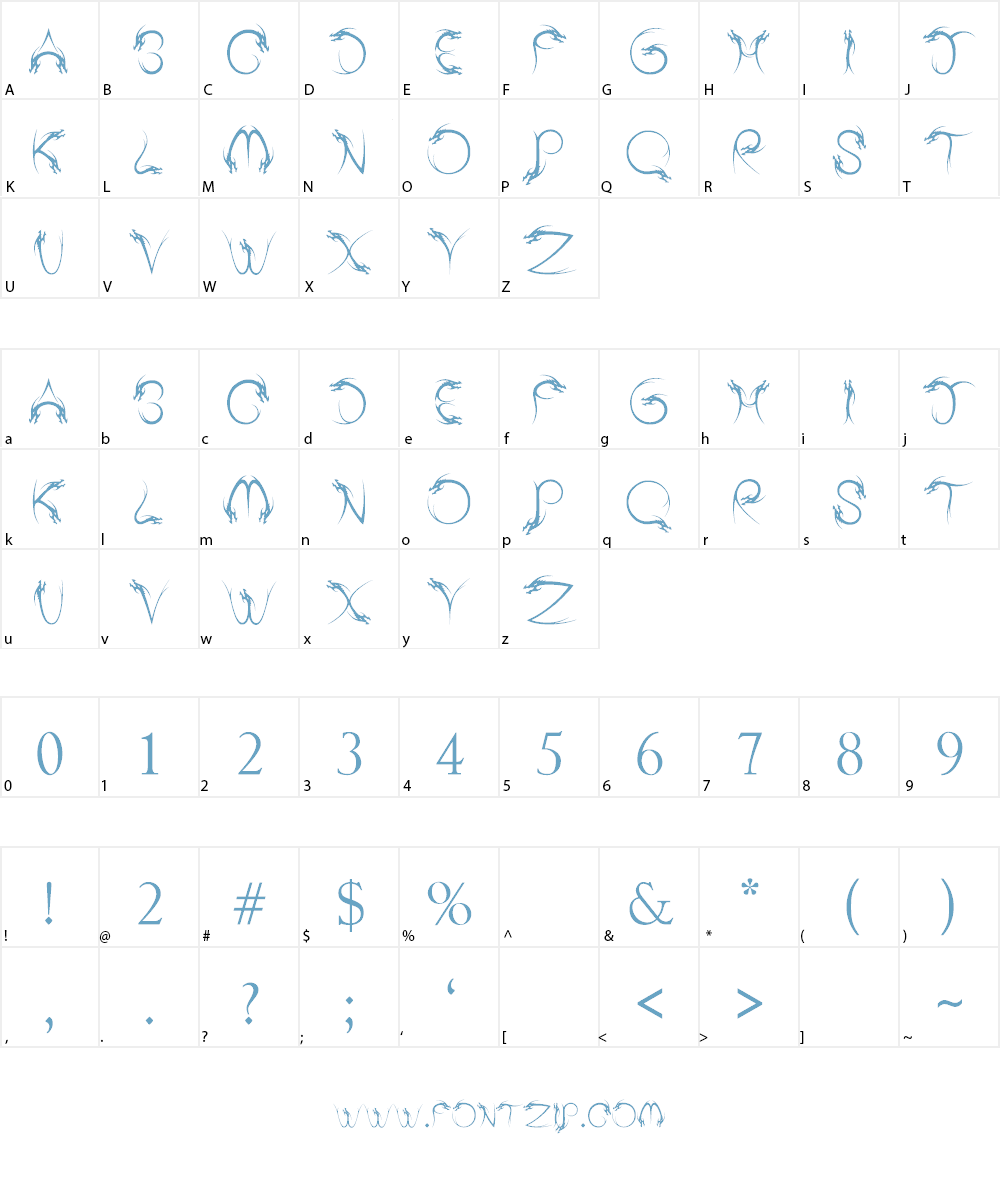 Tribal Dragon Font Character